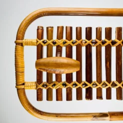 Porte-manteau en bambou et rotin de style milieu du siècle attribué à Olaf Von Bohr, Italie, années 1950