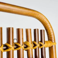 Porte-manteau en bambou et rotin de style milieu du siècle attribué à Olaf Von Bohr, Italie, années 1950