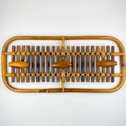 Porte-manteau en bambou et rotin de style milieu du siècle attribué à Olaf Von Bohr, Italie, années 1950