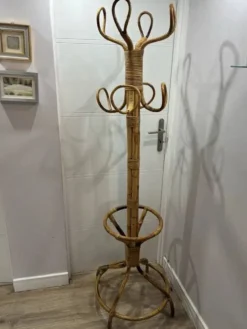 Porte-manteau en bambou rattan italien vintage des années 1970