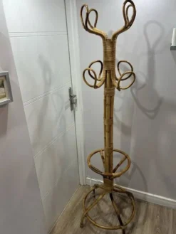 Porte-manteau en bambou rattan italien vintage des années 1970