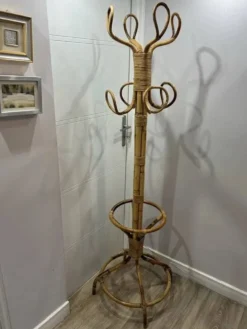 Porte-manteau en bambou rattan italien vintage des années 1970