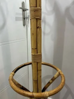 Porte-manteau en bambou rattan italien vintage des années 1970