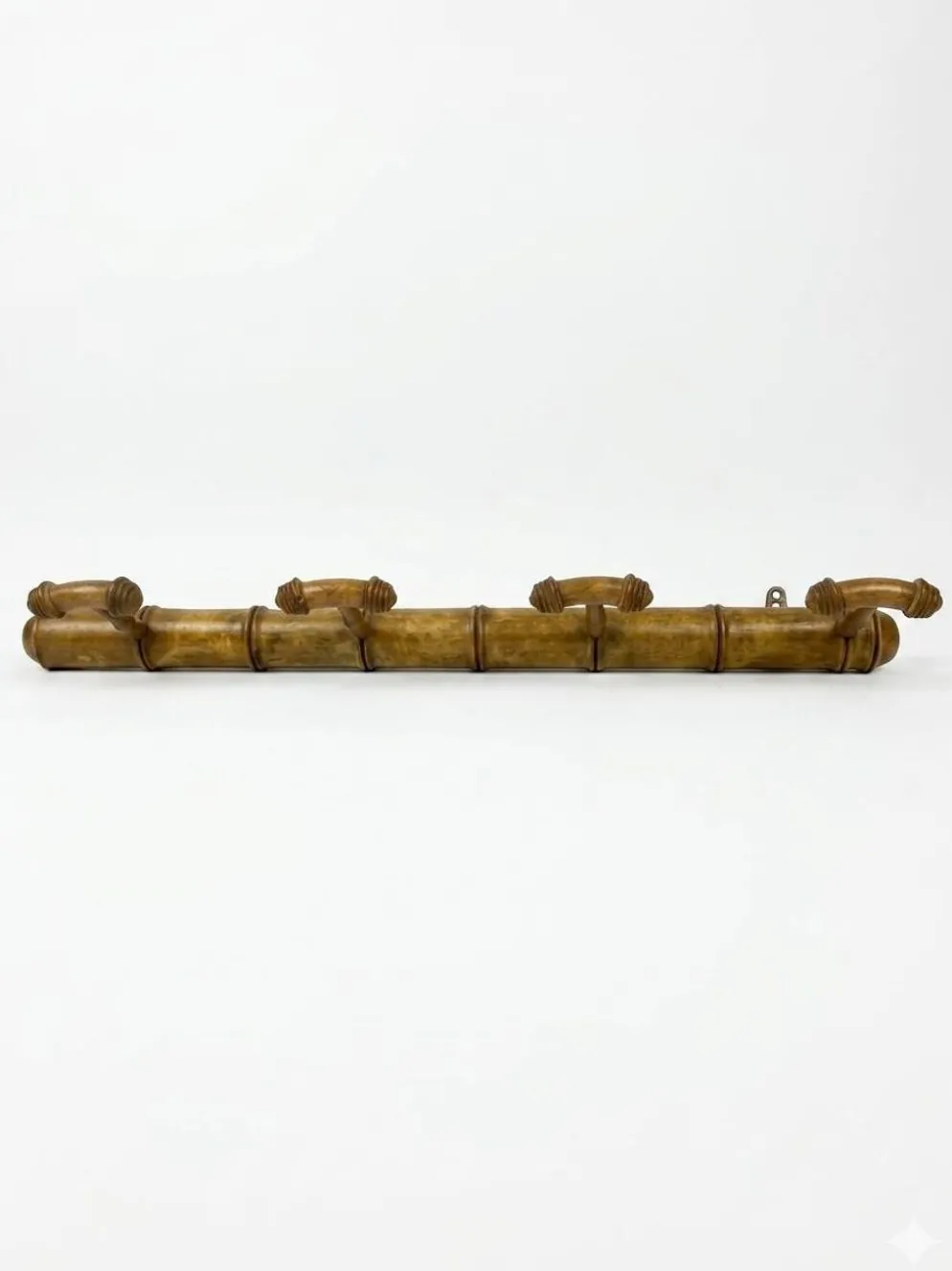 Porte manteau en bois bambou 4 patères, années 50