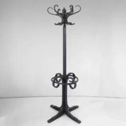 Porte-manteau en bois cintré antique et support à parapluie dans le style de Thonet, vers