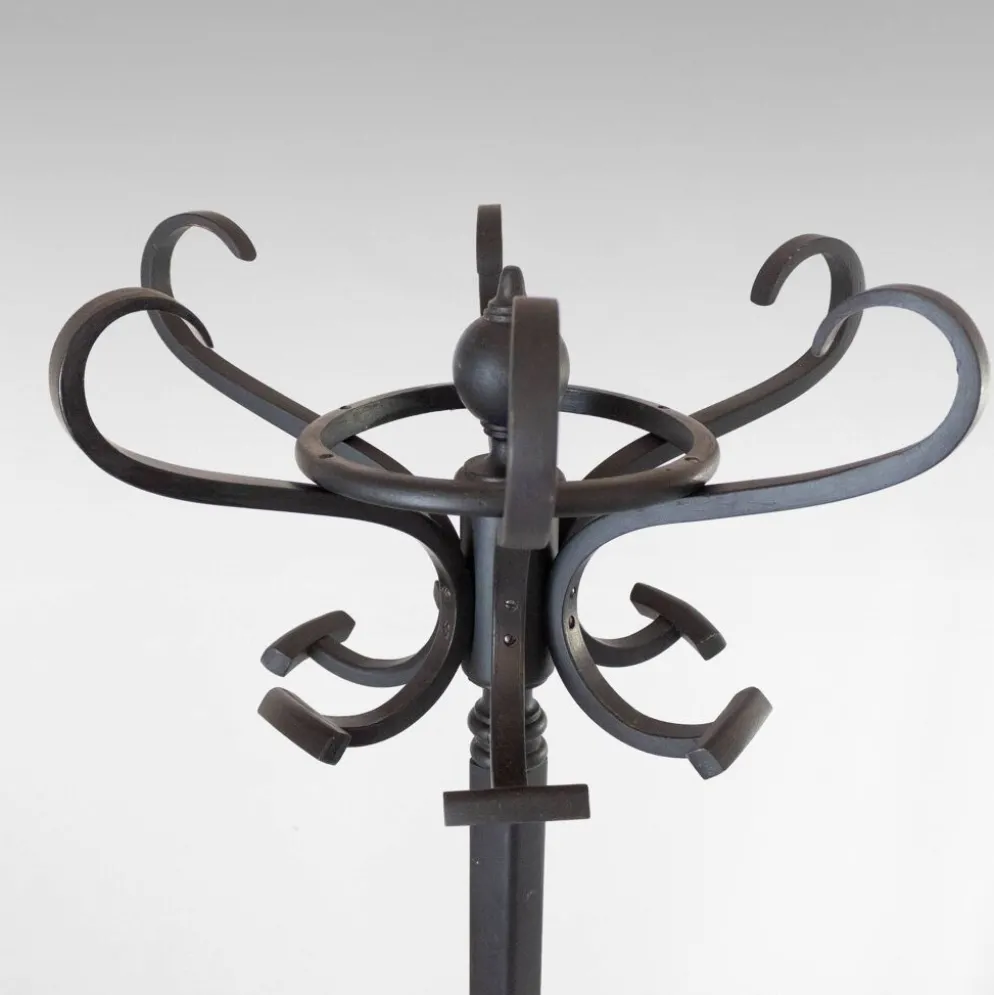 Porte-manteau en bois cintré antique et support à parapluie dans le style de Thonet, vers