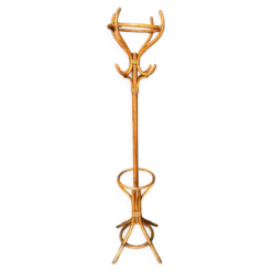 Porte-manteau en bois cintré et en rotin, années 1960