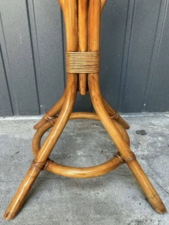 Porte-manteau en bois cintré et en rotin, années 1960