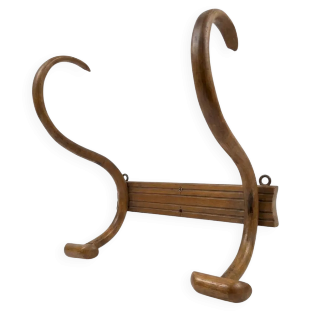 Porte manteau en bois courbé 2 patères, années 1920