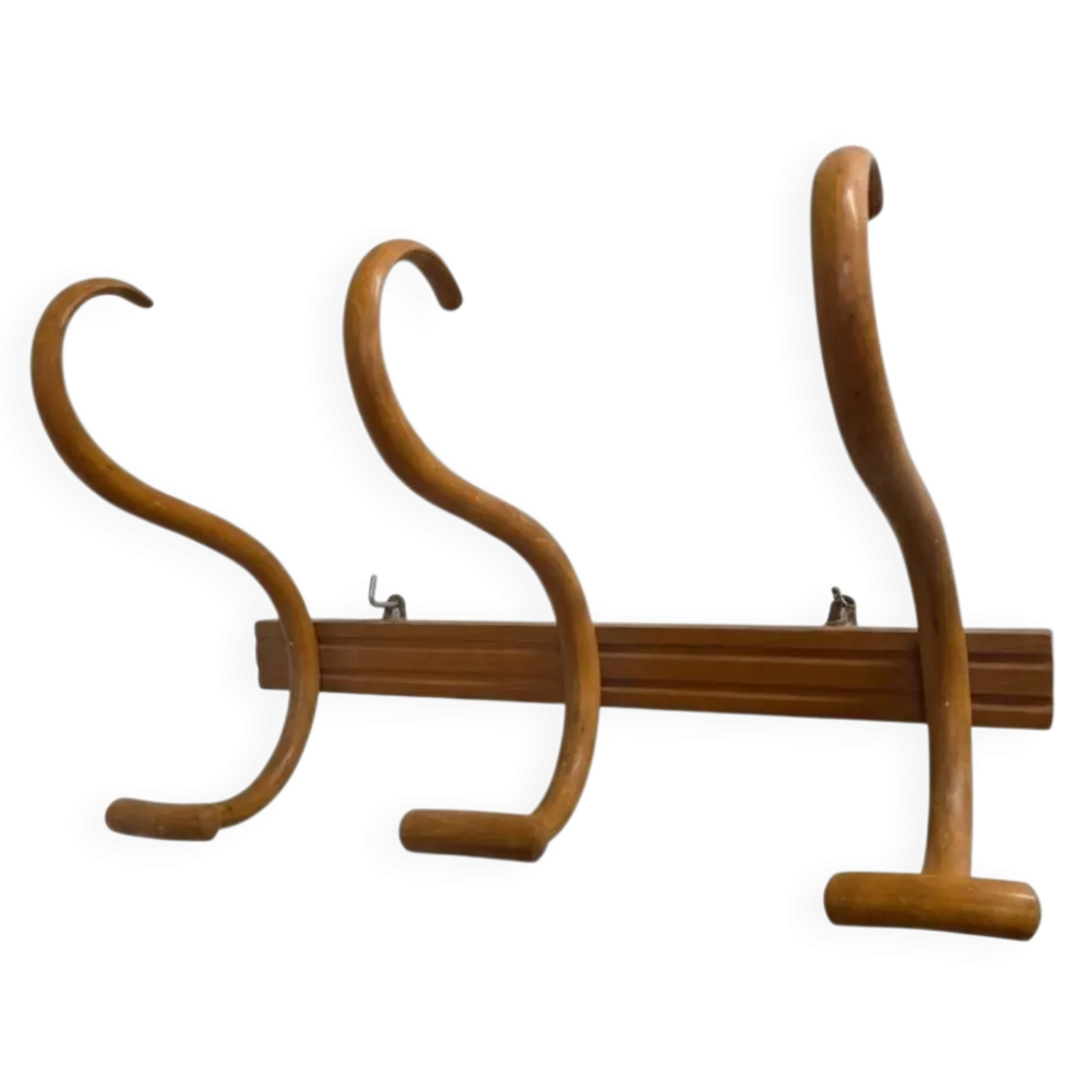 Porte manteau en bois courbé 3 patères, années 1920