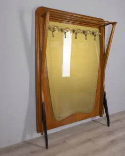 Porte-manteau en bois et verre décoré, Italie années 1950