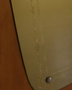 Porte-manteau en bois et verre décoré, Italie années 1950