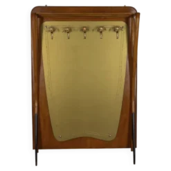 Porte-manteau en bois et verre décoré, Italie années 1950