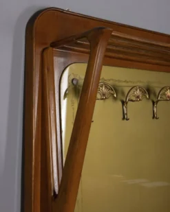 Porte-manteau en bois et verre décoré, Italie années 1950