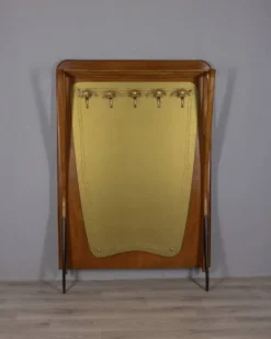 Porte-manteau en bois et verre décoré, Italie années 1950