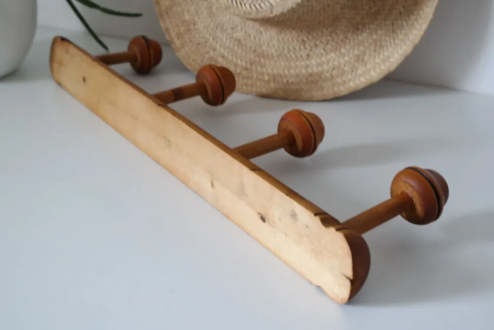 Portemanteau en bois style bambou vintage