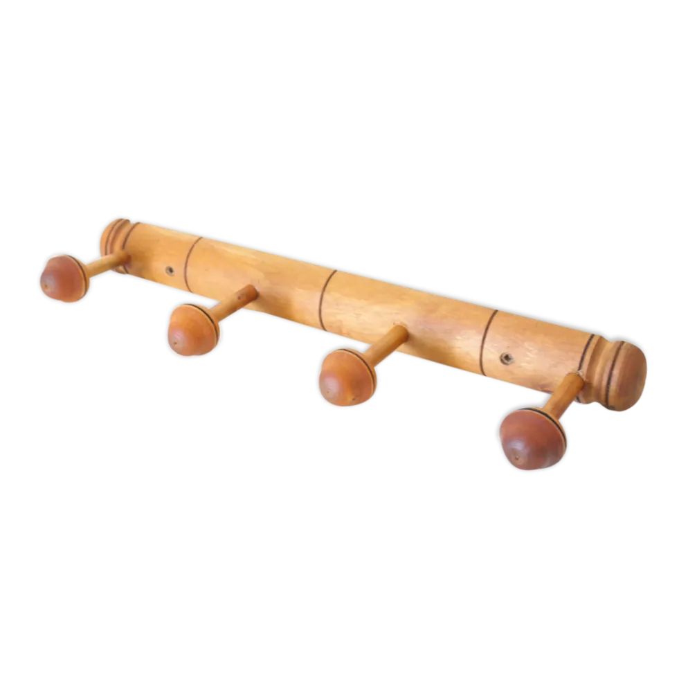 Portemanteau en bois style bambou vintage