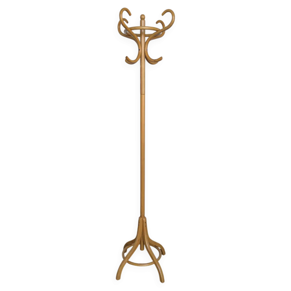Porte-manteau en bois vintage, style Thonet, arbre à manteaux en bois