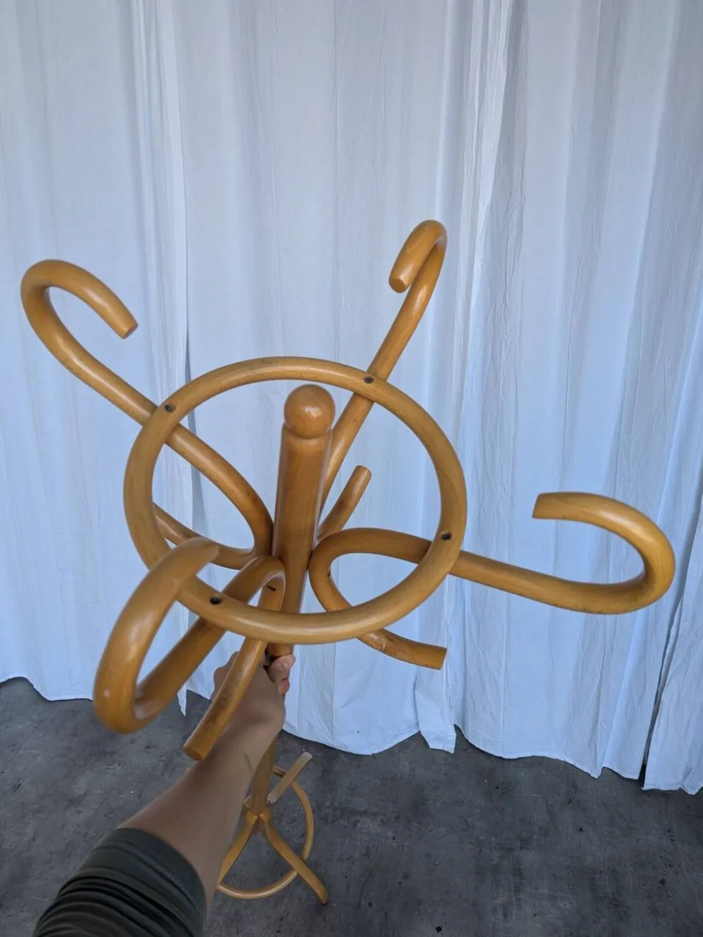 Porte-manteau en bois vintage, style Thonet, arbre à manteaux en bois