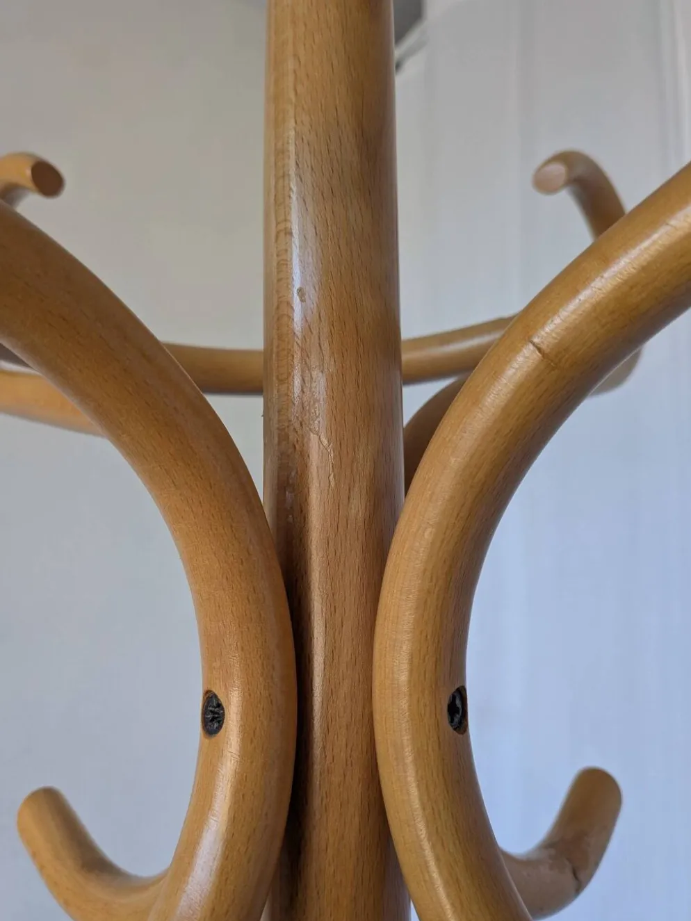 Porte-manteau en bois vintage, style Thonet, arbre à manteaux en bois