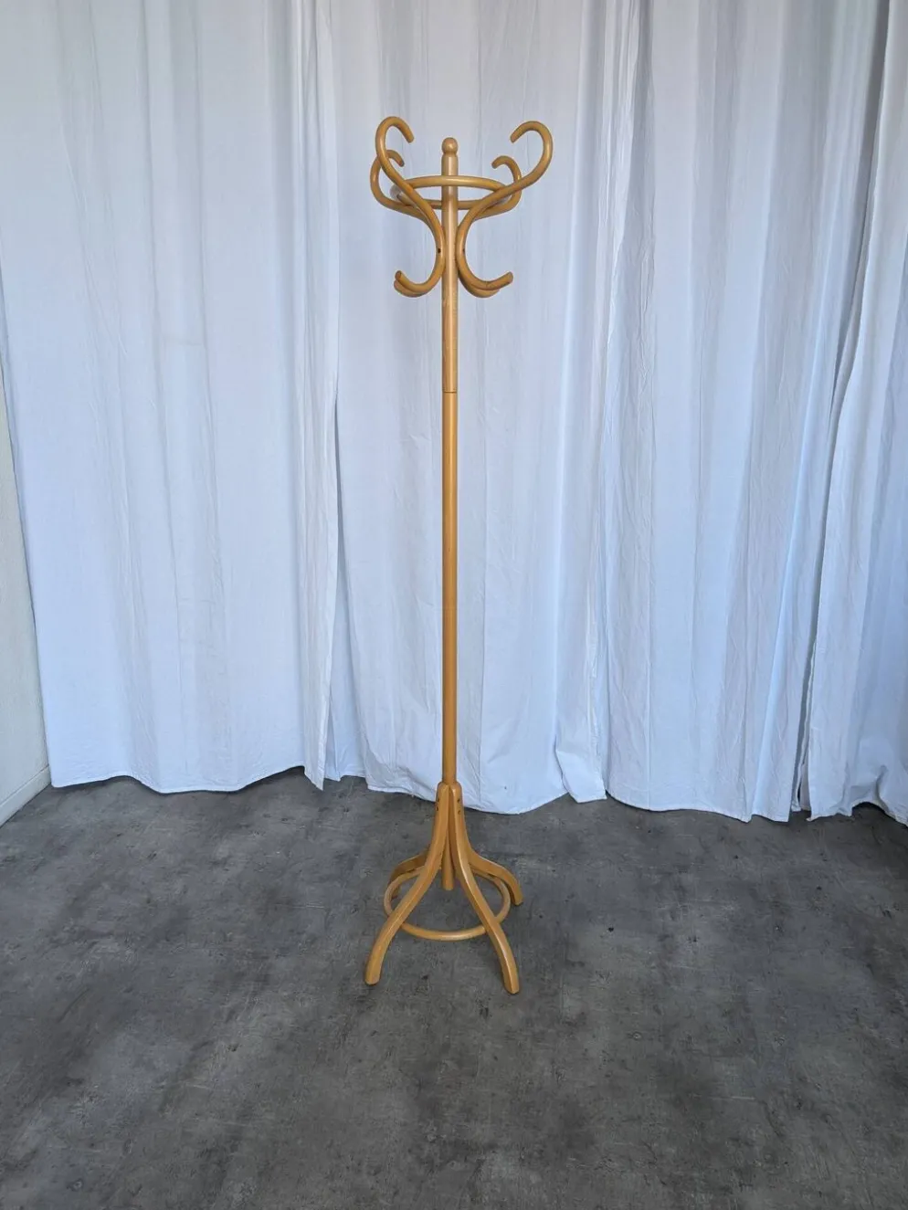 Porte-manteau en bois vintage, style Thonet, arbre à manteaux en bois