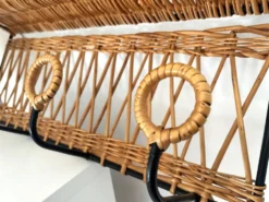 Porte manteau en fer et rotin Jacques Adnet 60s