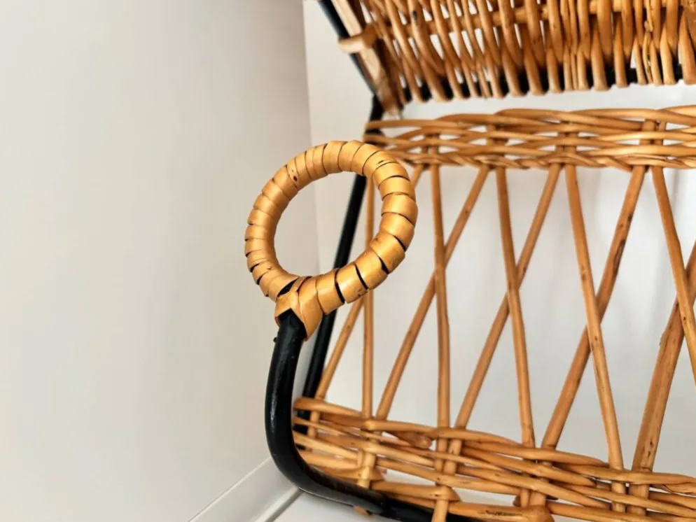 Porte manteau en fer et rotin Jacques Adnet 60s