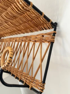 Porte manteau en fer et rotin Jacques Adnet 60s