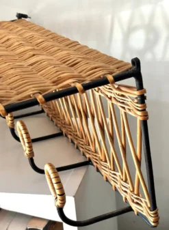 Porte manteau en fer et rotin Jacques Adnet 60s