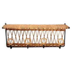 Porte manteau en fer et rotin Jacques Adnet 60s