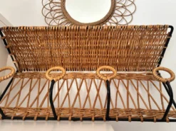Porte manteau en fer et rotin Jacques Adnet 60s