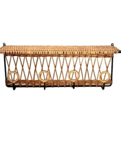 Porte manteau en fer et rotin Jacques Adnet 60s