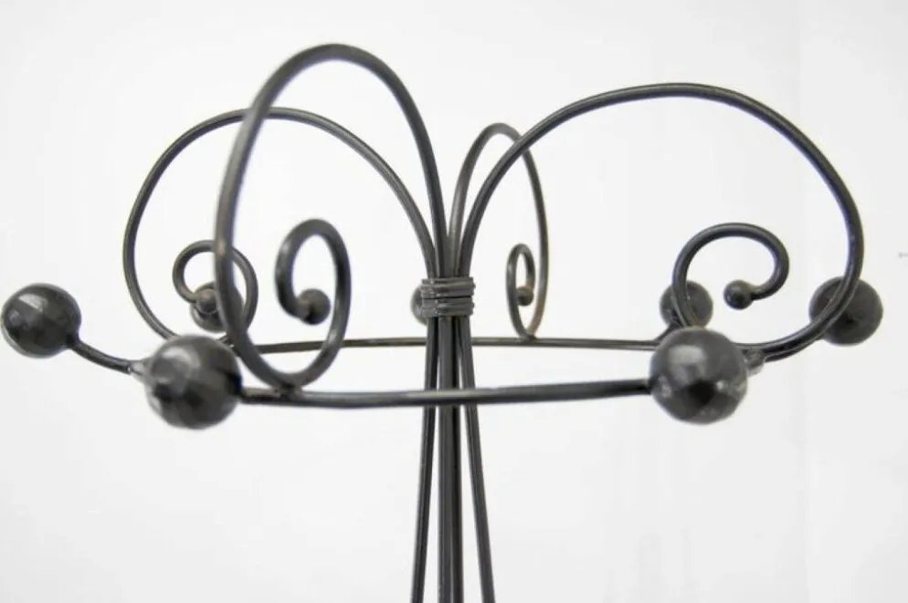 Porte-manteau en fer forgé et arbre à hall debout postmoderne italien des années 1980