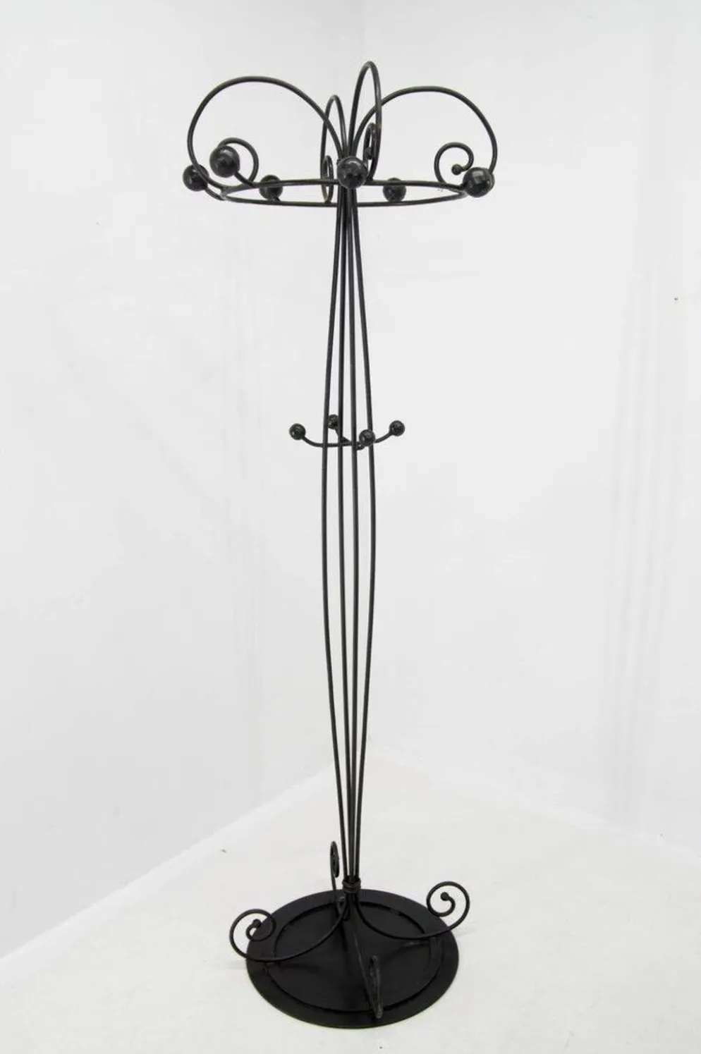 Porte-manteau en fer forgé et arbre à hall debout postmoderne italien des années 1980