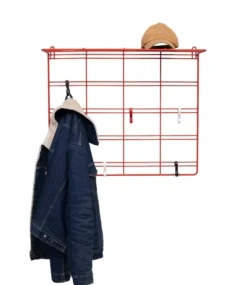 Porte-manteau en fil métallique rouge suspendu des années 1960, Hollande