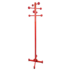 Porte-manteau en hêtre teinté rouge postmoderne avec boules, Italie, années 1970
