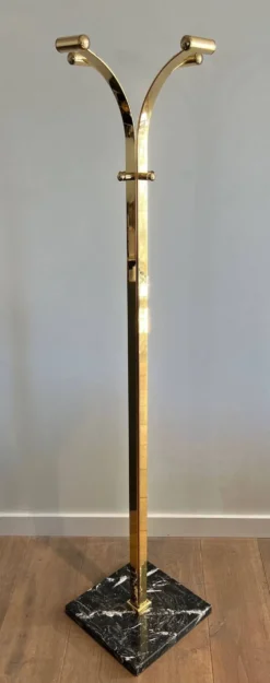 Porte-manteau en laiton et marbre