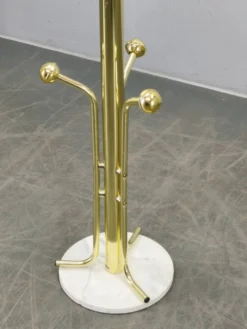 Porte-manteau en laiton italien avec base en marbre, années 1970
