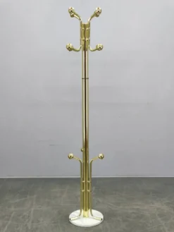 Porte-manteau en laiton italien avec base en marbre, années 1970