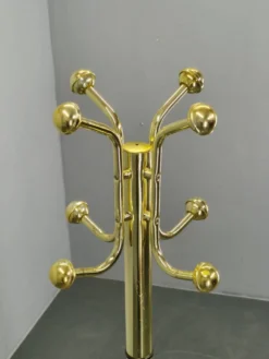 Porte-manteau en laiton italien avec base en marbre, années 1970