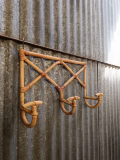Porte manteau en osier rotin vintage