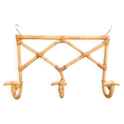 Porte manteau en osier rotin vintage