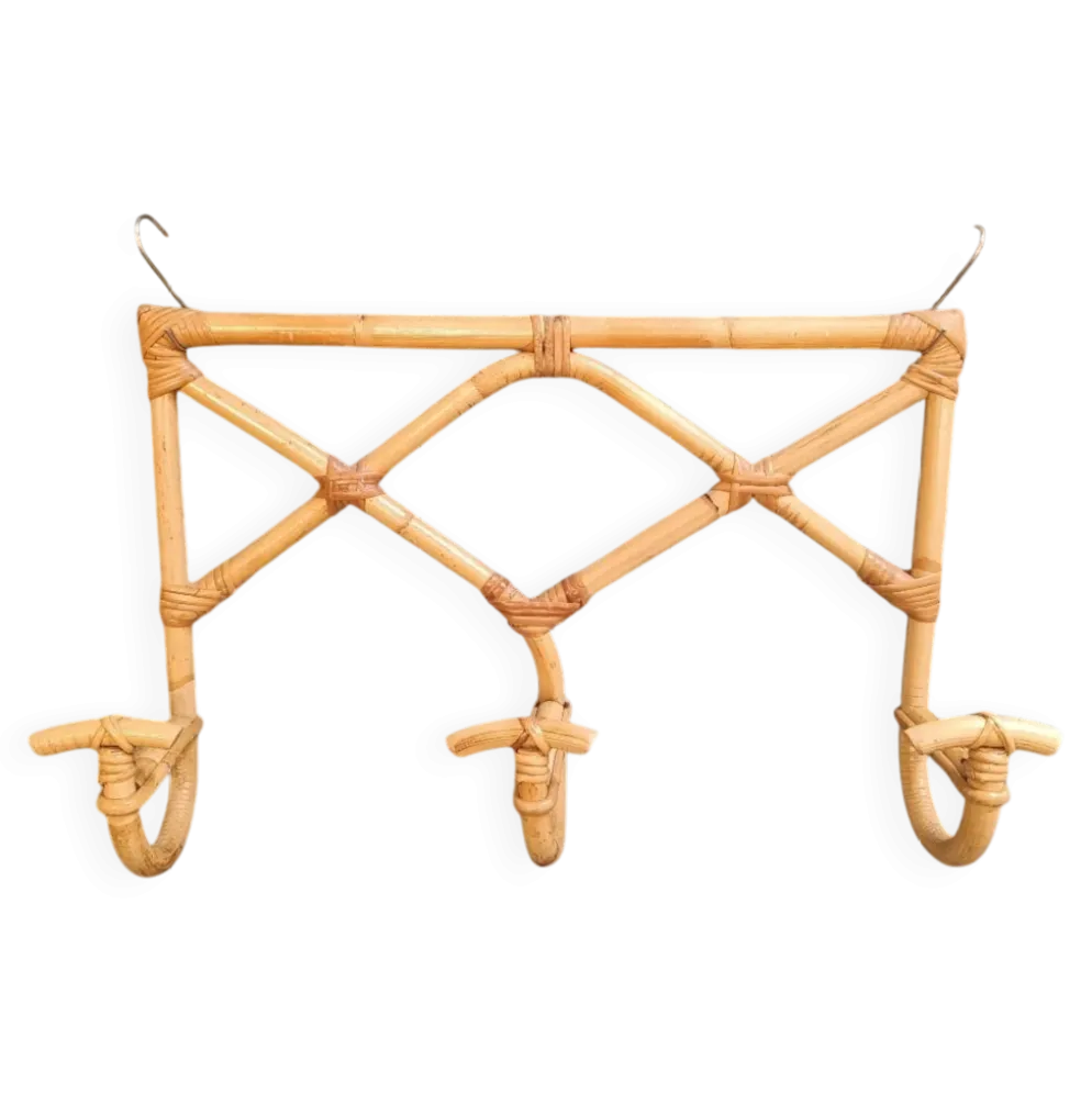 Porte manteau en osier rotin vintage