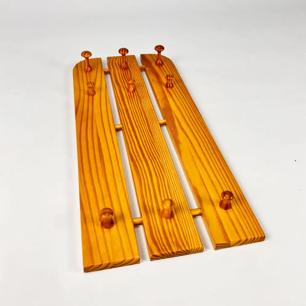 Porte-manteau en pin vintage, années 1970