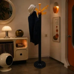 Porte-manteau en plastique orange de style italien des années spatiales vintage