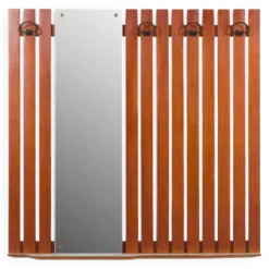 Porte-manteau en teck avec miroir et étagère, Italie, années 1960.