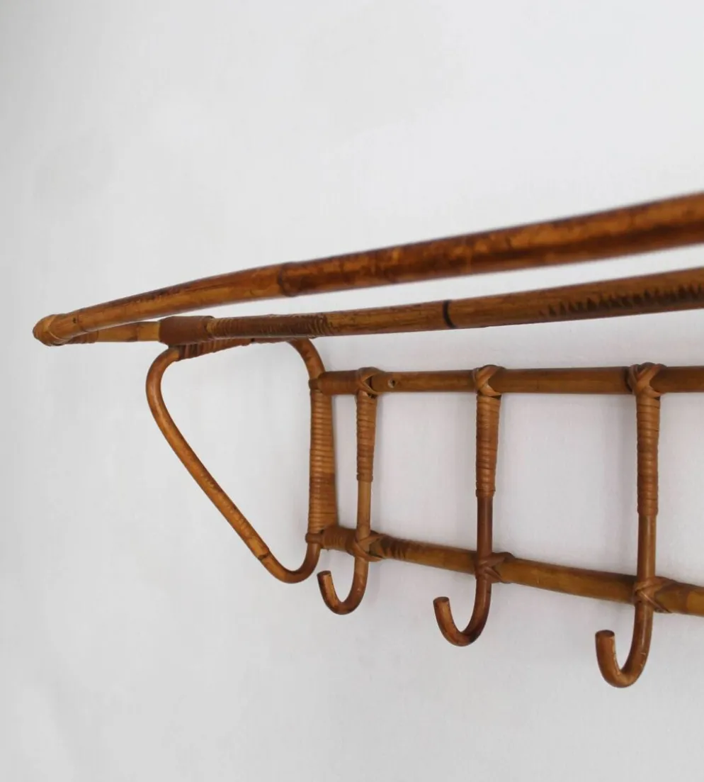Porte-manteau et porte-chapeaux en rotin tchèque des années 1960, ÚLUV
