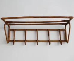 Porte-manteau et porte-chapeaux en rotin tchèque des années 1960, ÚLUV