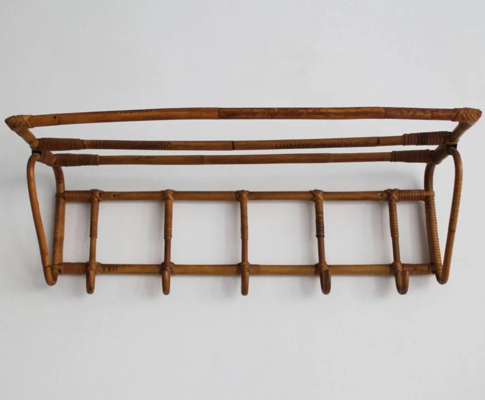 Porte-manteau et porte-chapeaux en rotin tchèque des années 1960, ÚLUV
