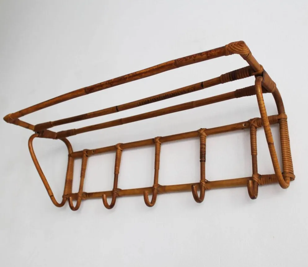 Porte-manteau et porte-chapeaux en rotin tchèque des années 1960, ÚLUV